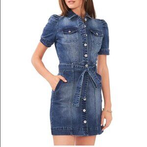 NWT - Chelsea and Violet Izzy Denim Notch Collar Dress Womens - Dk. Blue